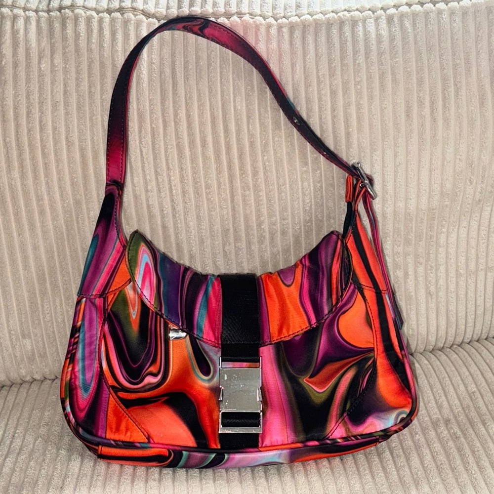 SILFEN Thea Buckled Shoulder Bag in Orange Rain